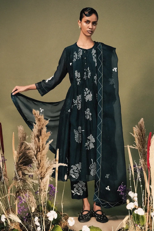 Indigo Pleated Tunic Set