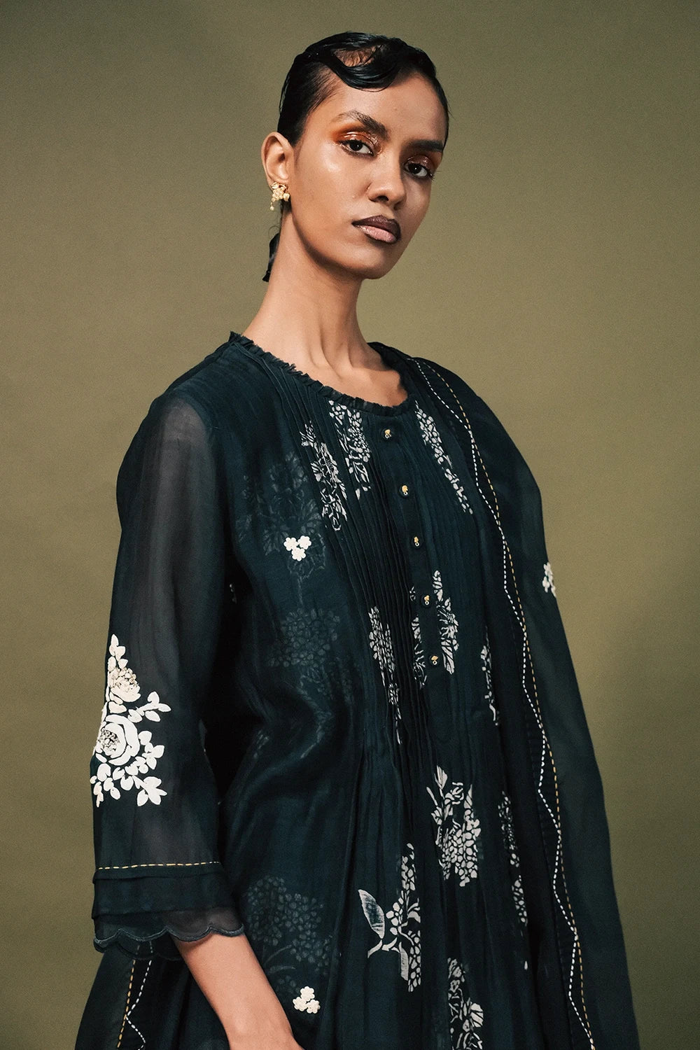 Indigo Pleated Tunic Set