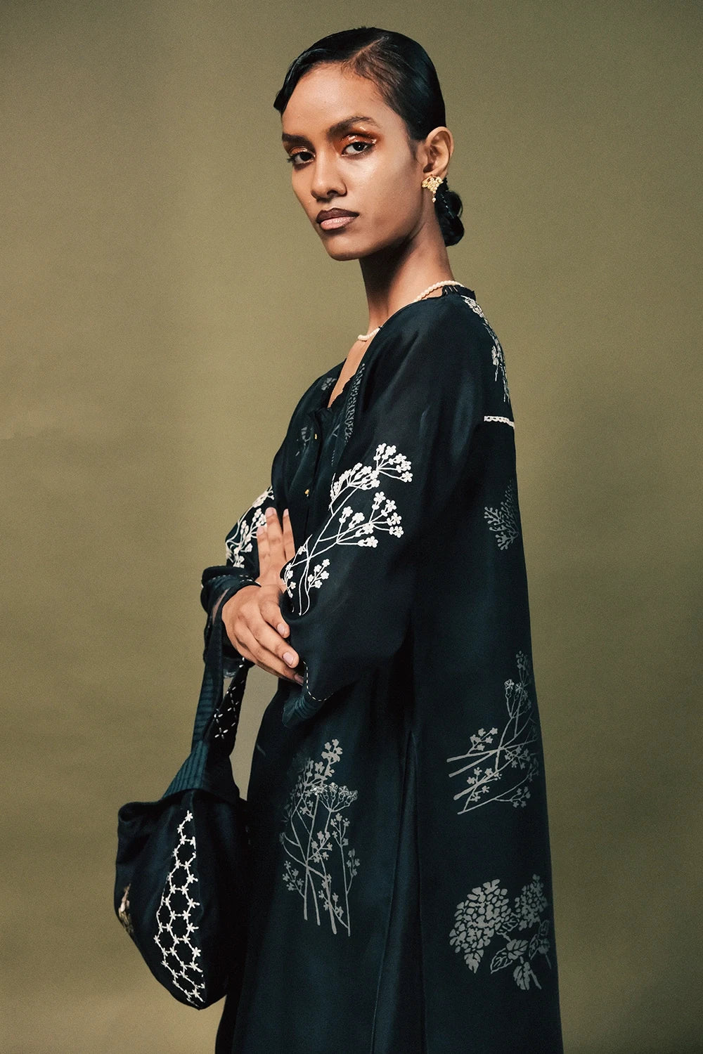 Indigo Chanderi Kurta Set