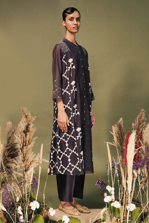 Lavender Front Open Tunic Set
