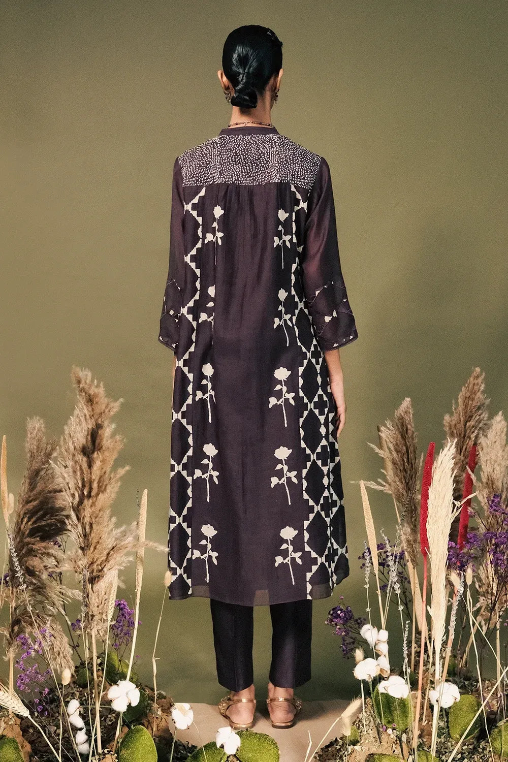 Lavender Front Open Tunic Set