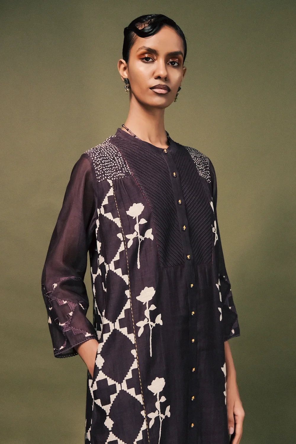 Lavender Front Open Tunic Set