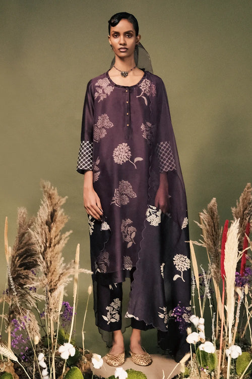 Lavender Printed Kurta Set