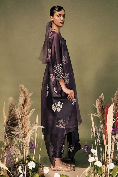 Lavender Printed Kurta Set