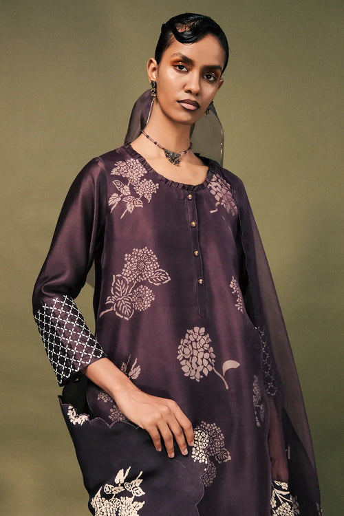 Lavender Printed Kurta Set