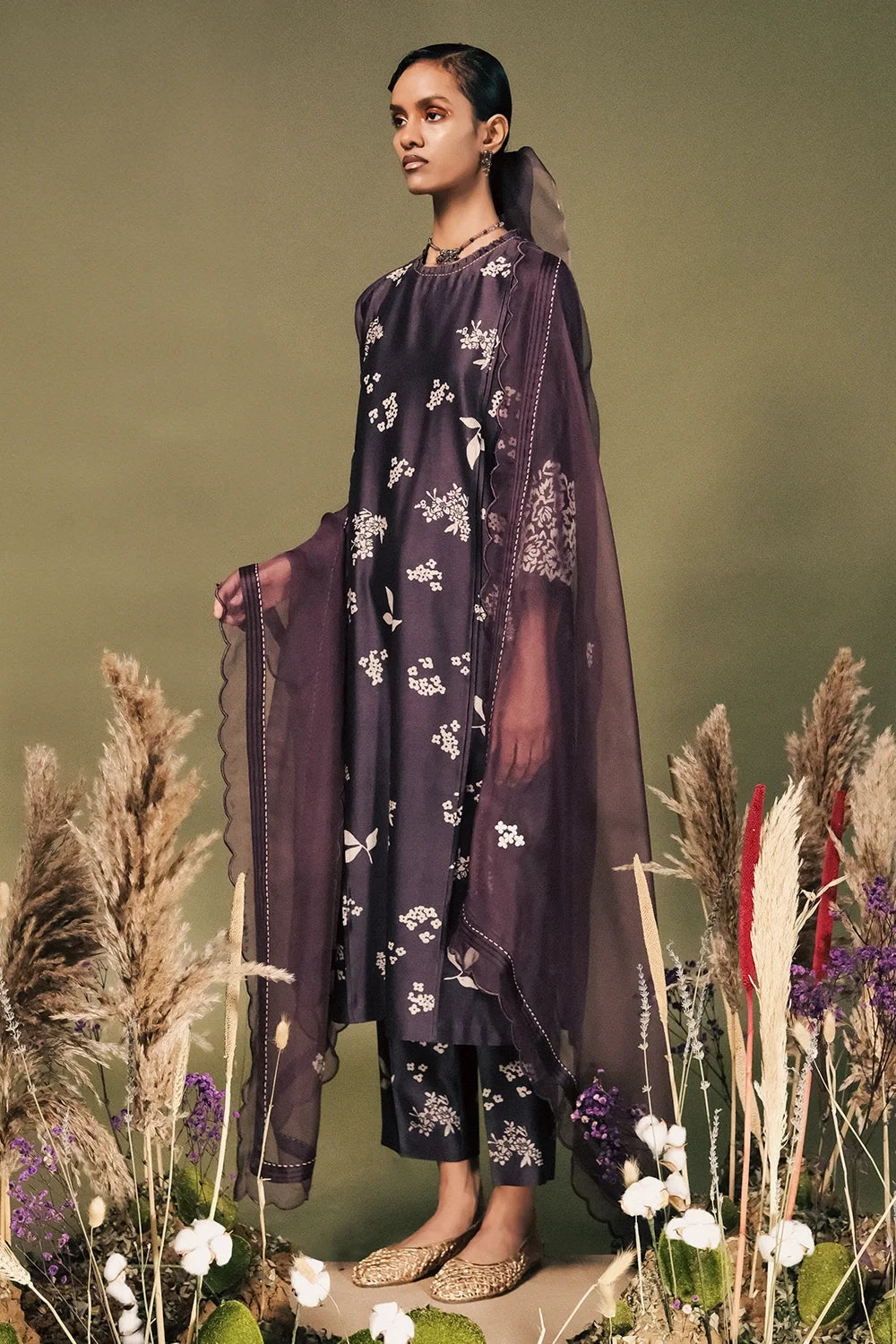 Lavender Pleated Tunic Set