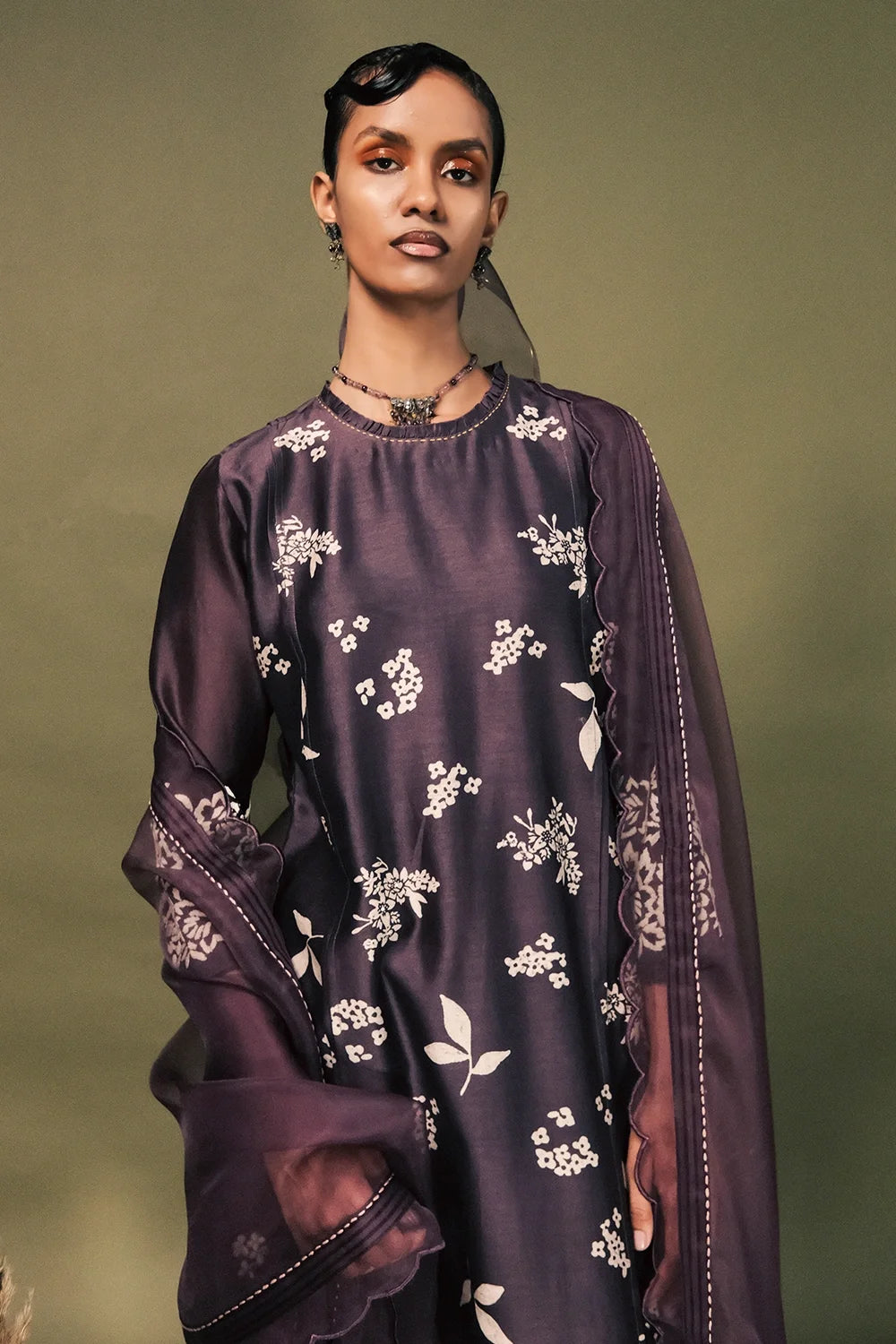 Lavender Pleated Tunic Set