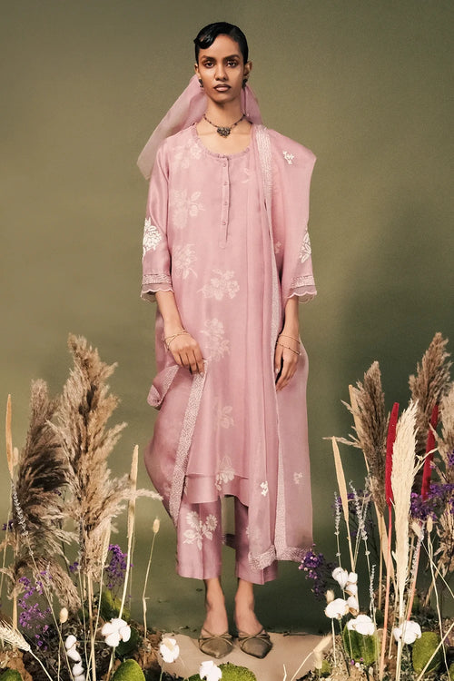 Lilac Printed Kurta Set