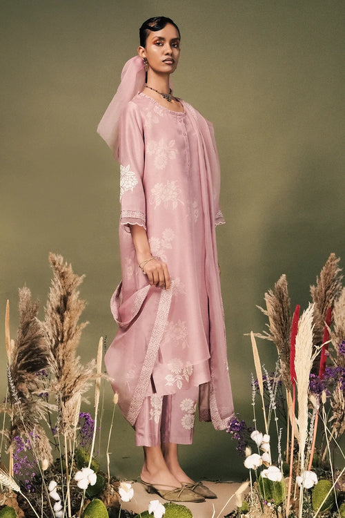Lilac Printed Kurta Set