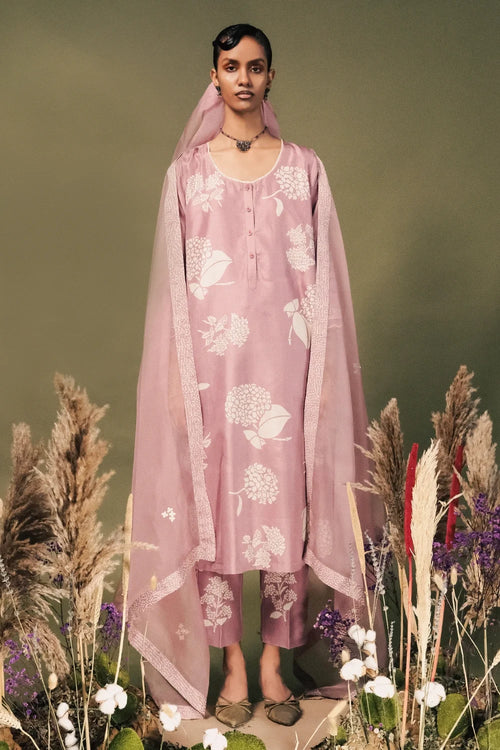 Lilac Embroidered Kurta Set