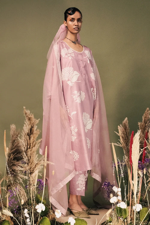 Lilac Embroidered Kurta Set