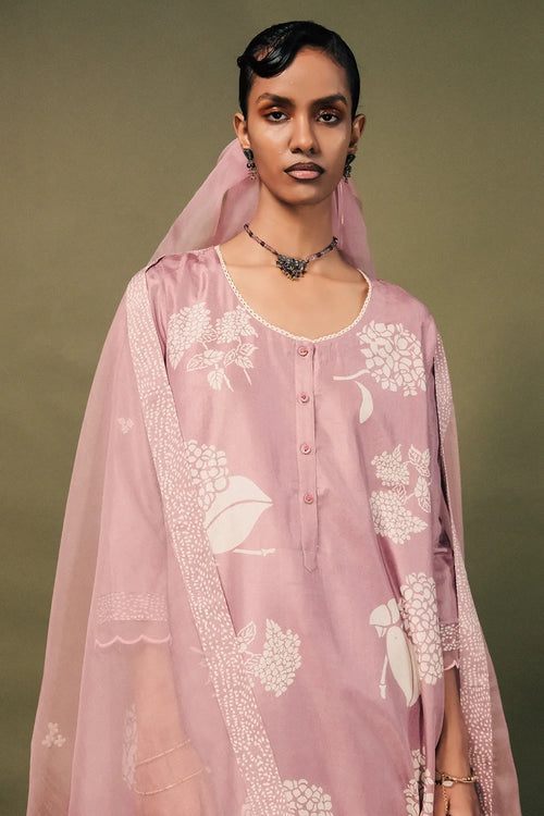 Lilac Embroidered Kurta Set