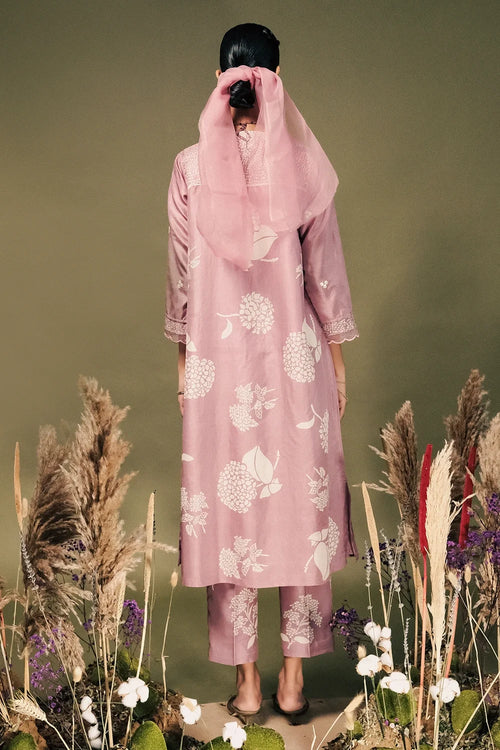 Lilac Embroidered Kurta Set