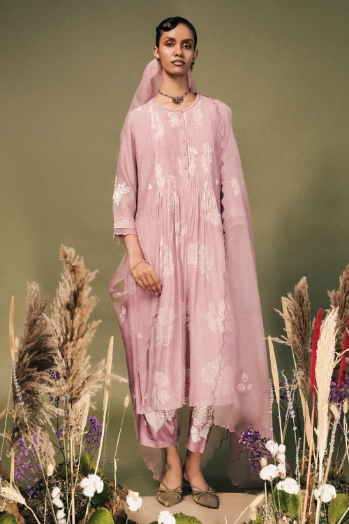 Lilac Pleated Tunic Set