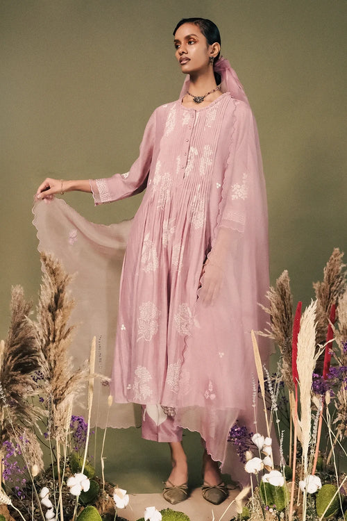 Lilac Pleated Tunic Set