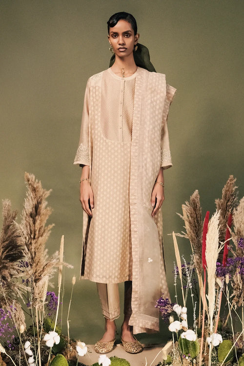 Beige Gota Patti Tunic Set