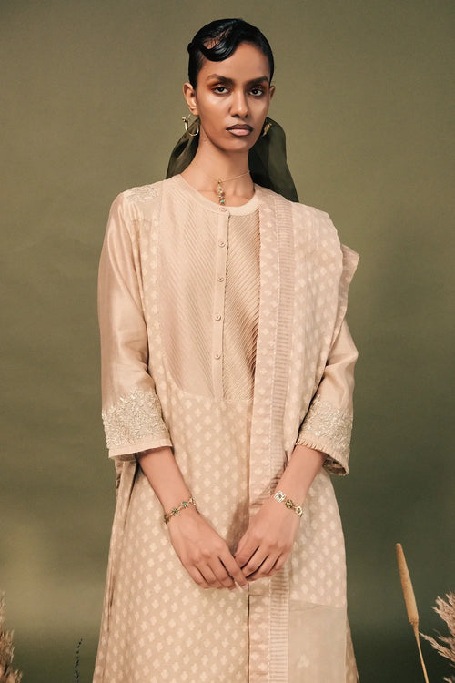 Beige Gota Patti Tunic Set