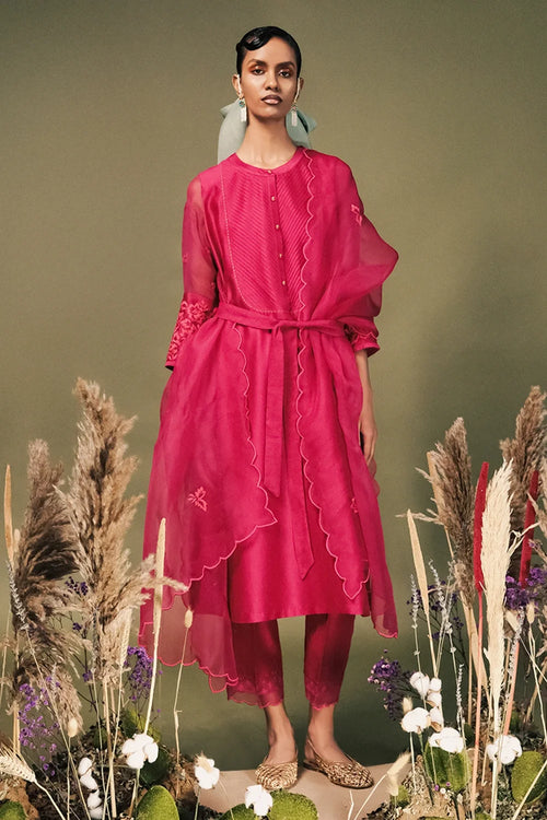 Fuchsia Silk Tunic Set