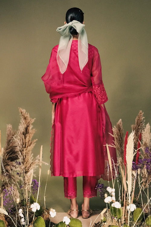 Fuchsia Silk Tunic Set