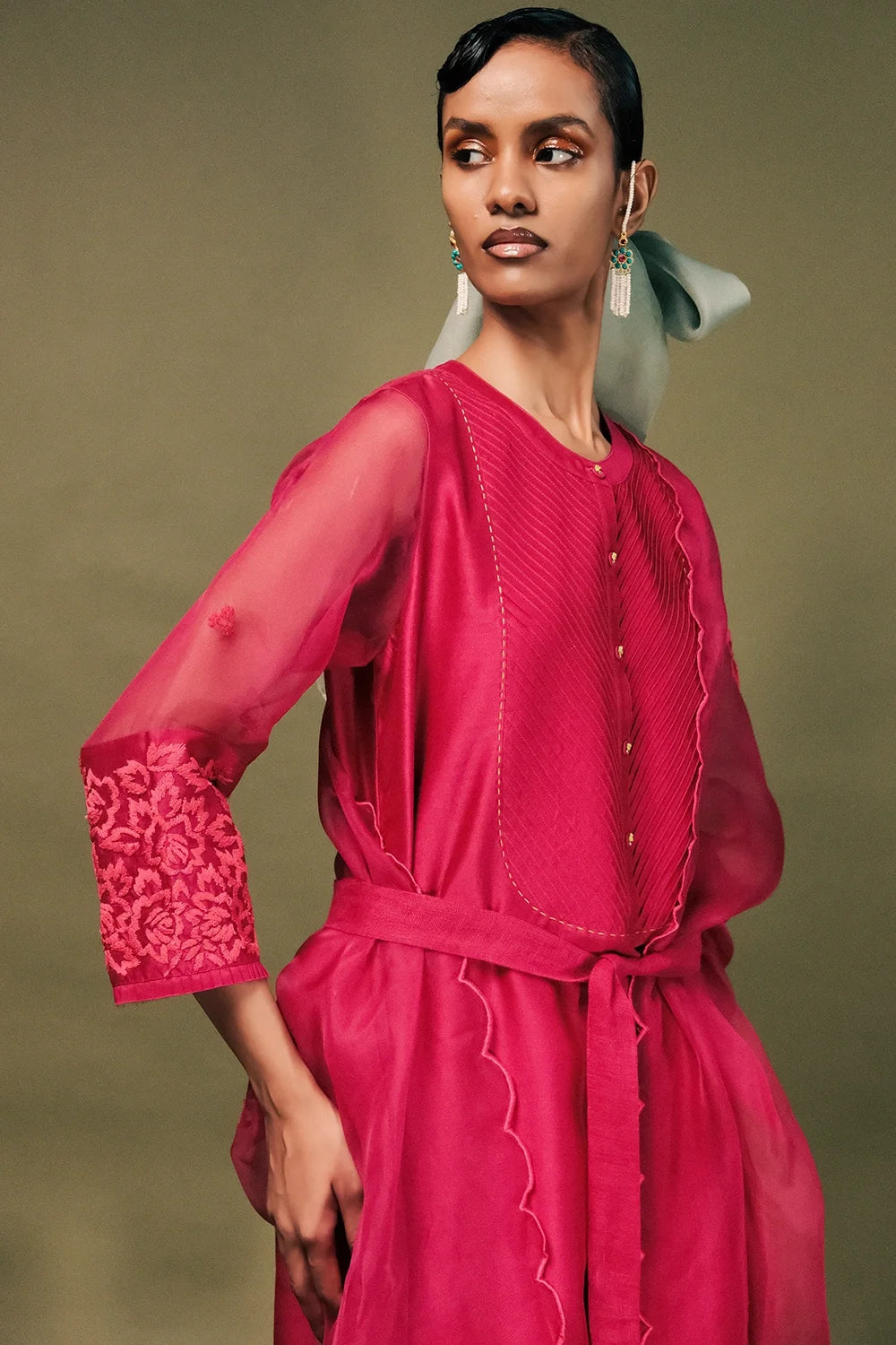 Fuchsia Silk Tunic Set