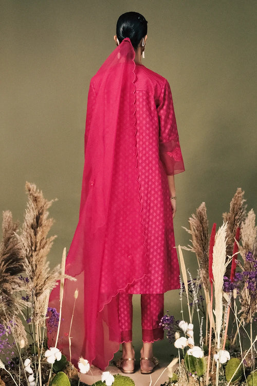 Fuchsia Embroidered  Kurta Set