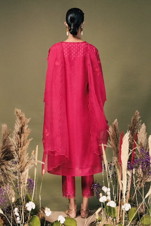 Fuchsia Tunic And Pants Set  With Dupatta