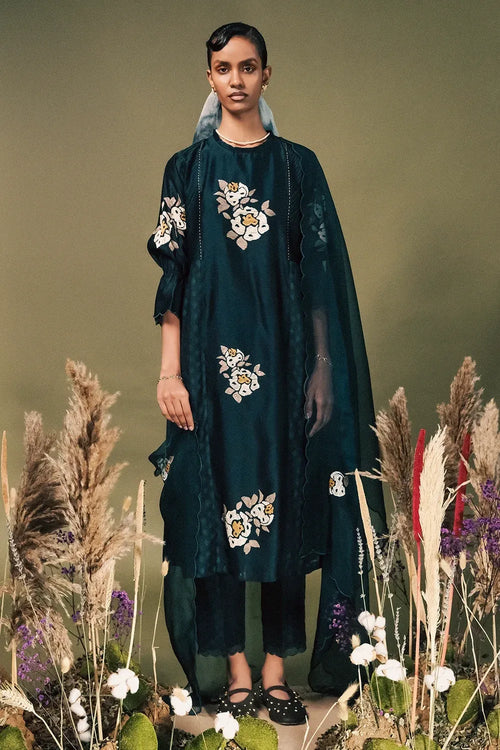 Indigo Embroidered Kurta Set