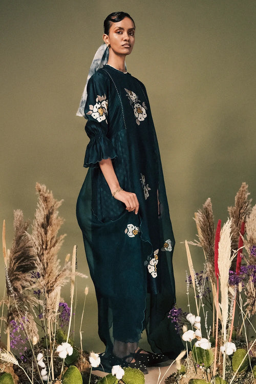 Indigo Embroidered Kurta Set