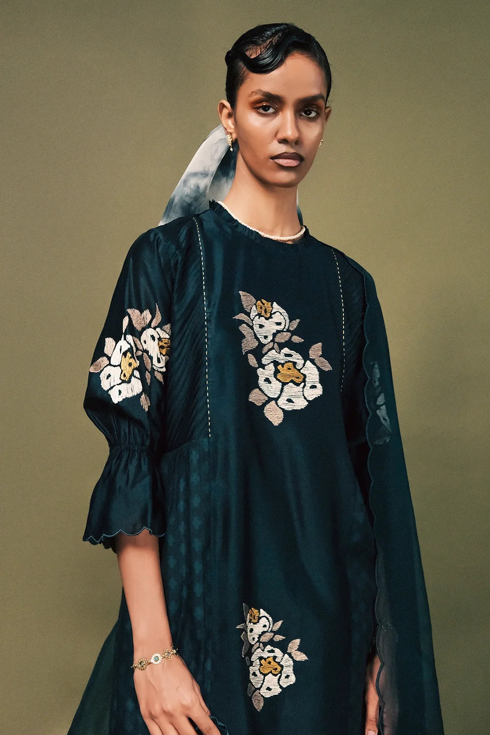 Indigo Embroidered Kurta Set