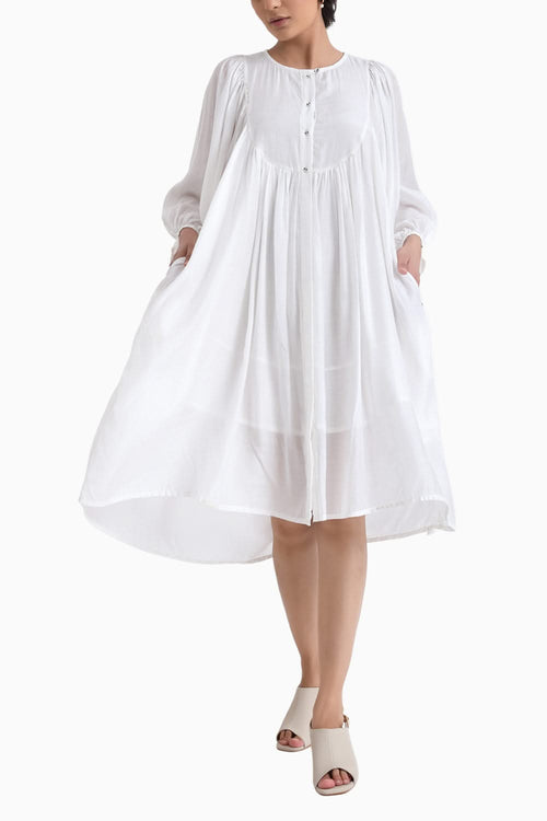 White Sunkissed Cotton Midi Dress
