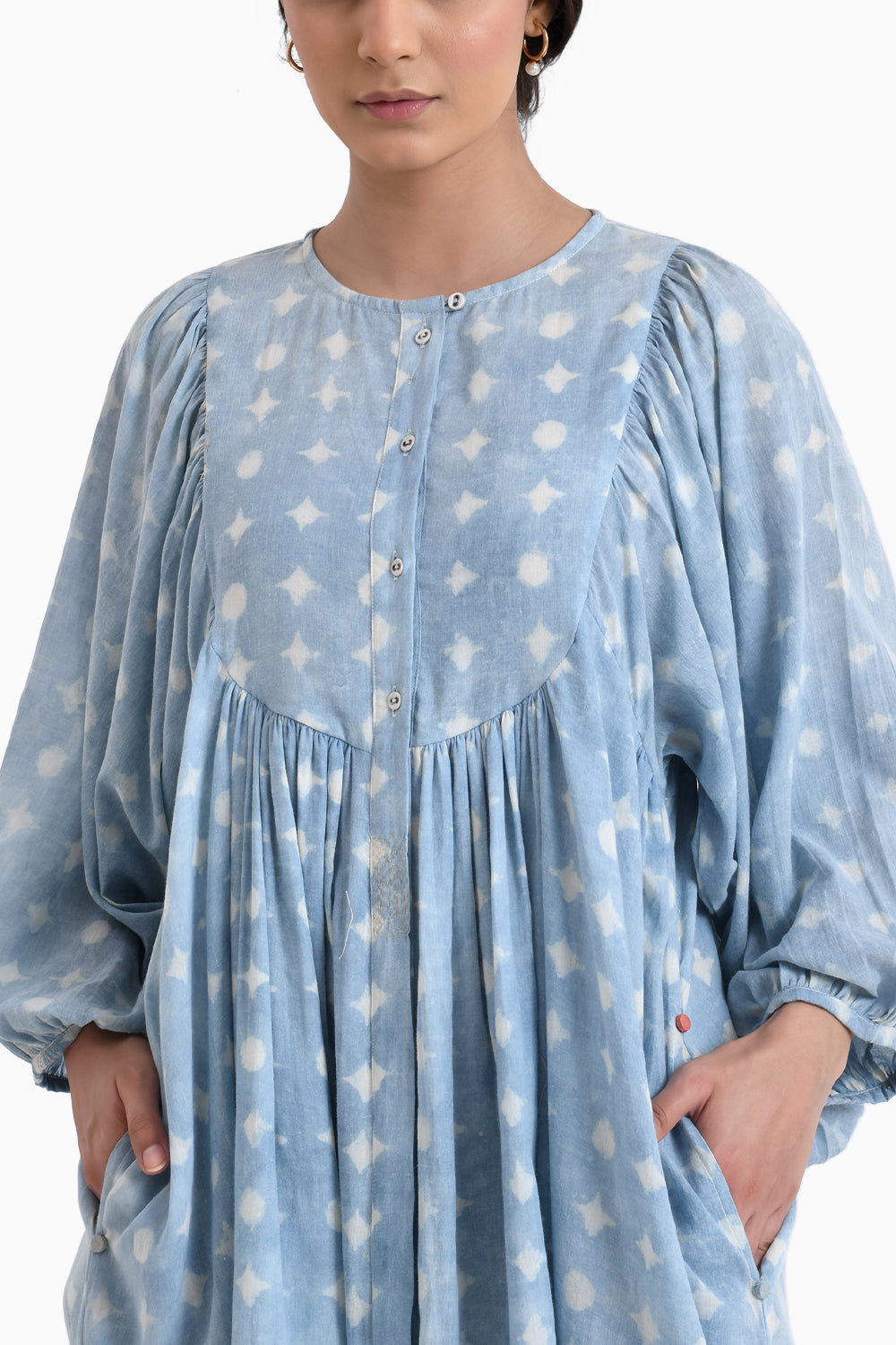 Blue Sunkissed Cotton Midi Dress