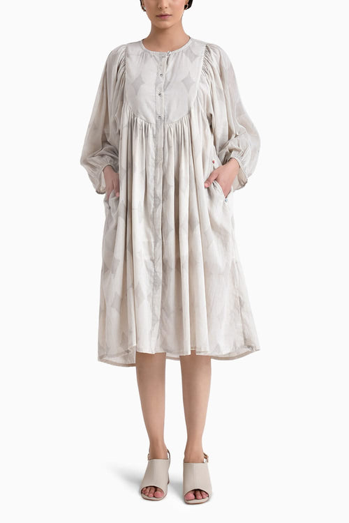Grey Sunkissed Cotton Midi Dress