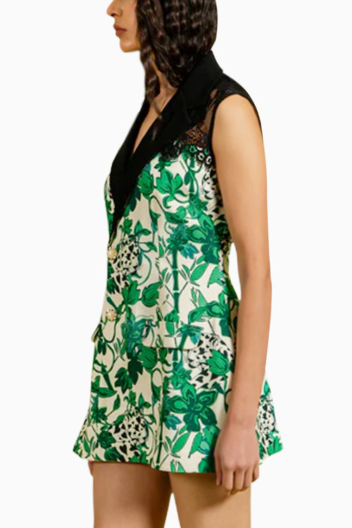 Green Black Leopard Print Mini Blazer Dress