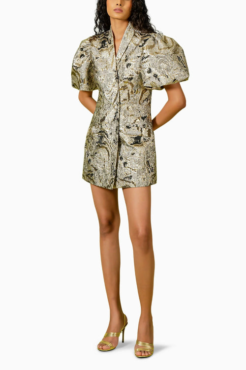 Gold Black Mini Blazer Dress