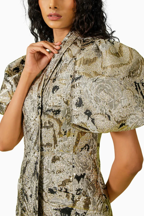 Gold Black Mini Blazer Dress