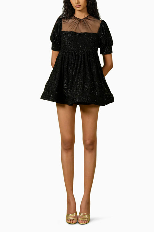 Black Dotted Mini Dress