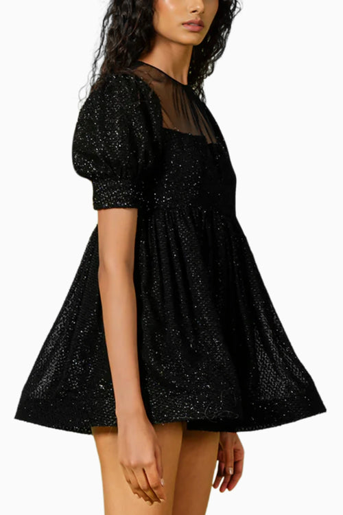 Black Dotted Mini Dress