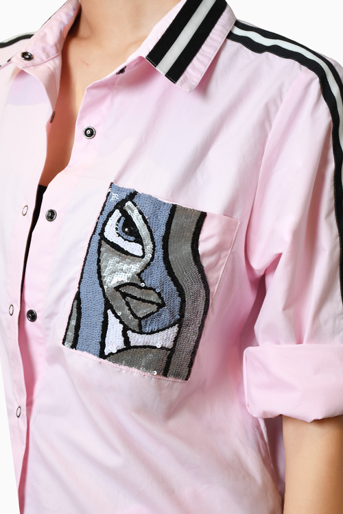 Pink Cotton Shirt with Pockets