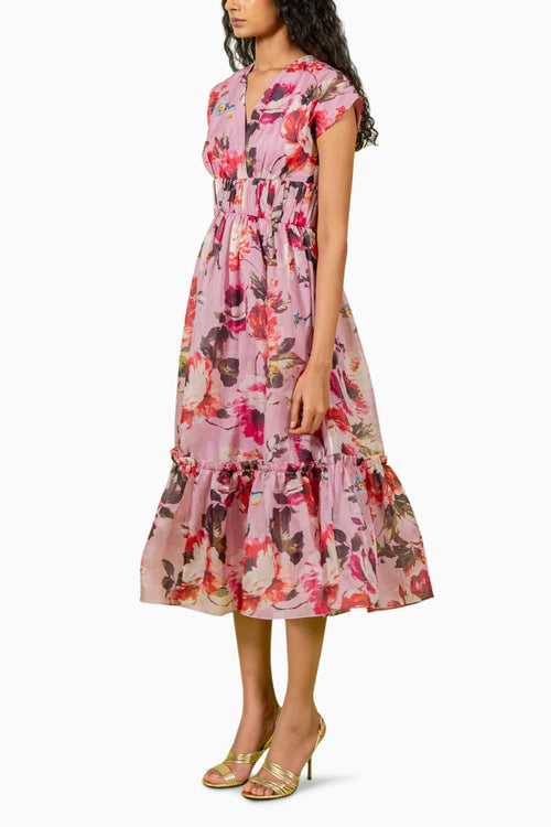 Purple Floral Print Dress