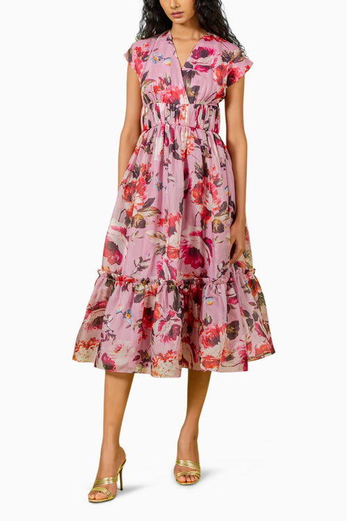 Purple Floral Print Dress