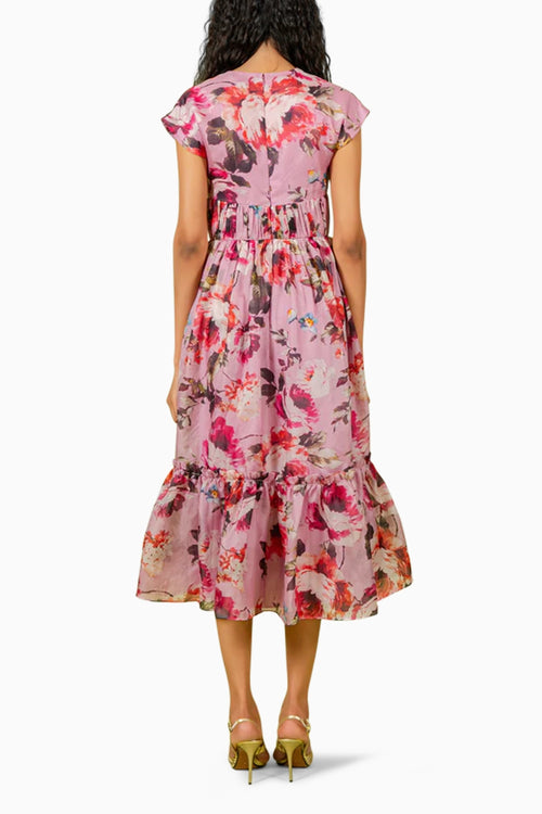 Purple Floral Print Dress