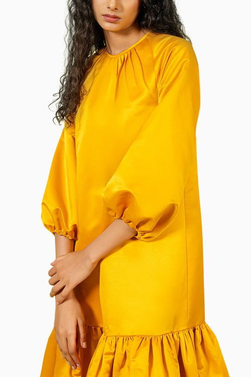 Yellow Round Neck Dress