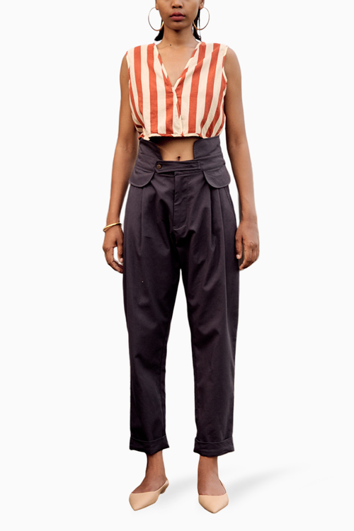 Caroline Crop Top and Grey Teal Trouser