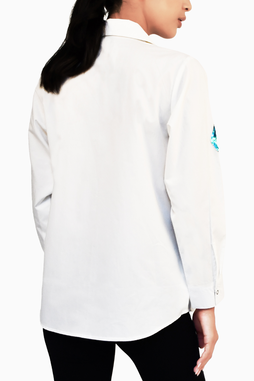 White One Piece Shirt with Evil Eye Embroidery