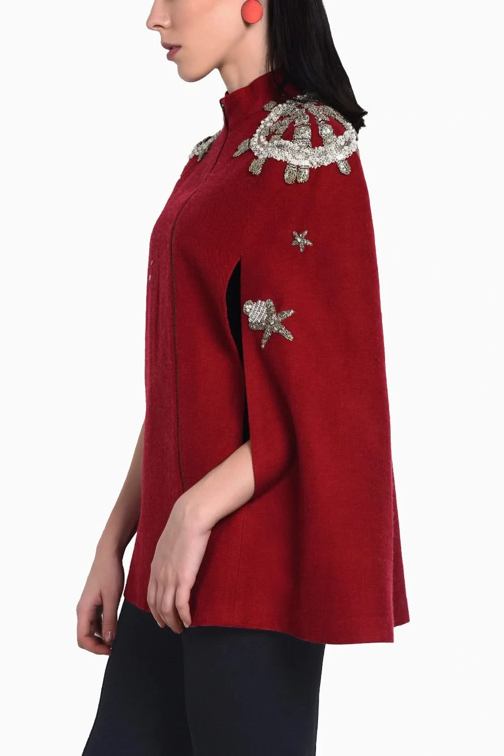 Red Maroon Cashmere Cape