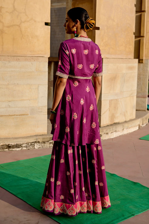 Purple Red Sharara Set