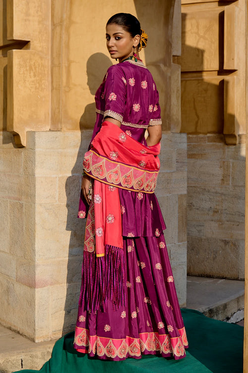 Purple Red Sharara Set