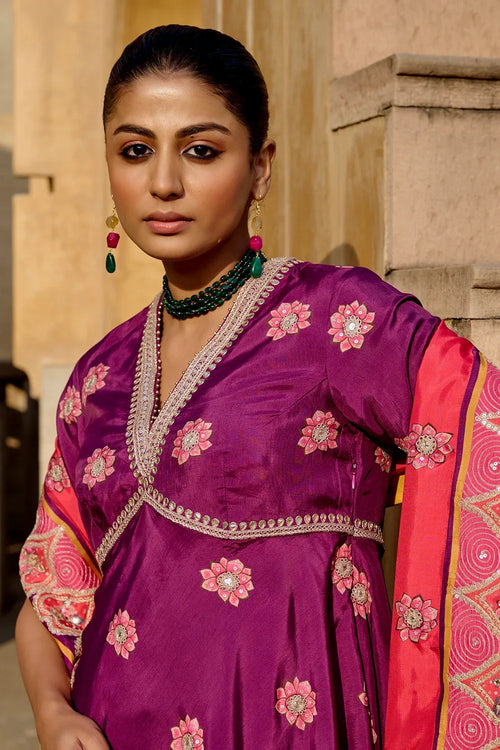 Purple Red Sharara Set