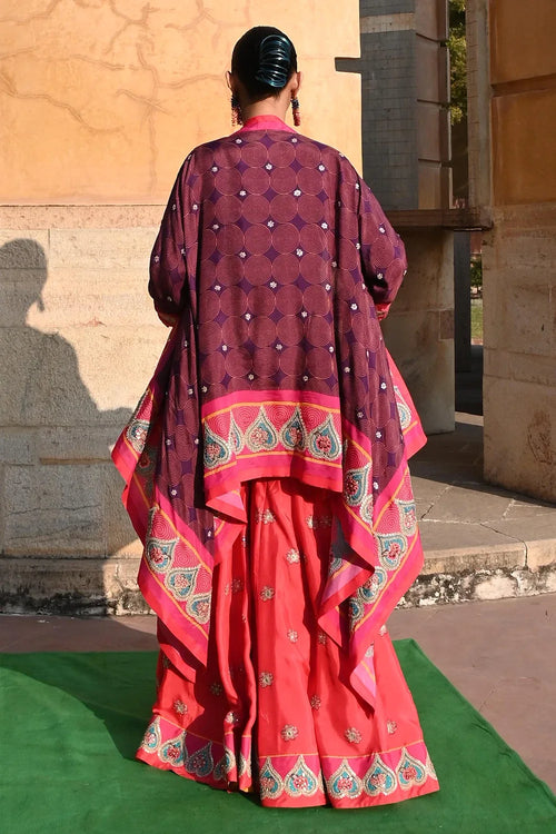 Purple Red Chintz Sharara Set