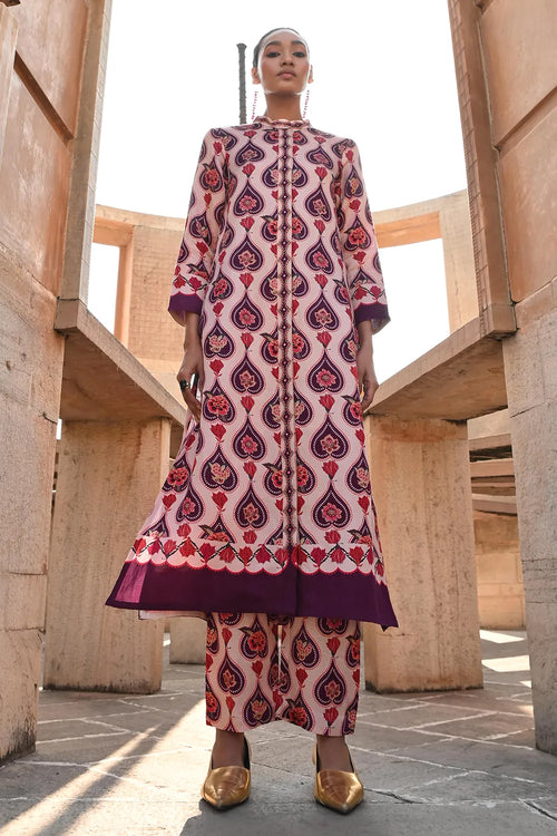 Ivory Plum Chintz Gauri Kurta Set